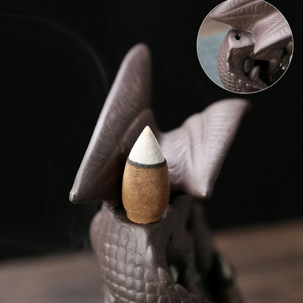 Ceramic Dragon Incense Burner | Waterfall Backflow | Decorative Room Decor | Incense Cone Holder