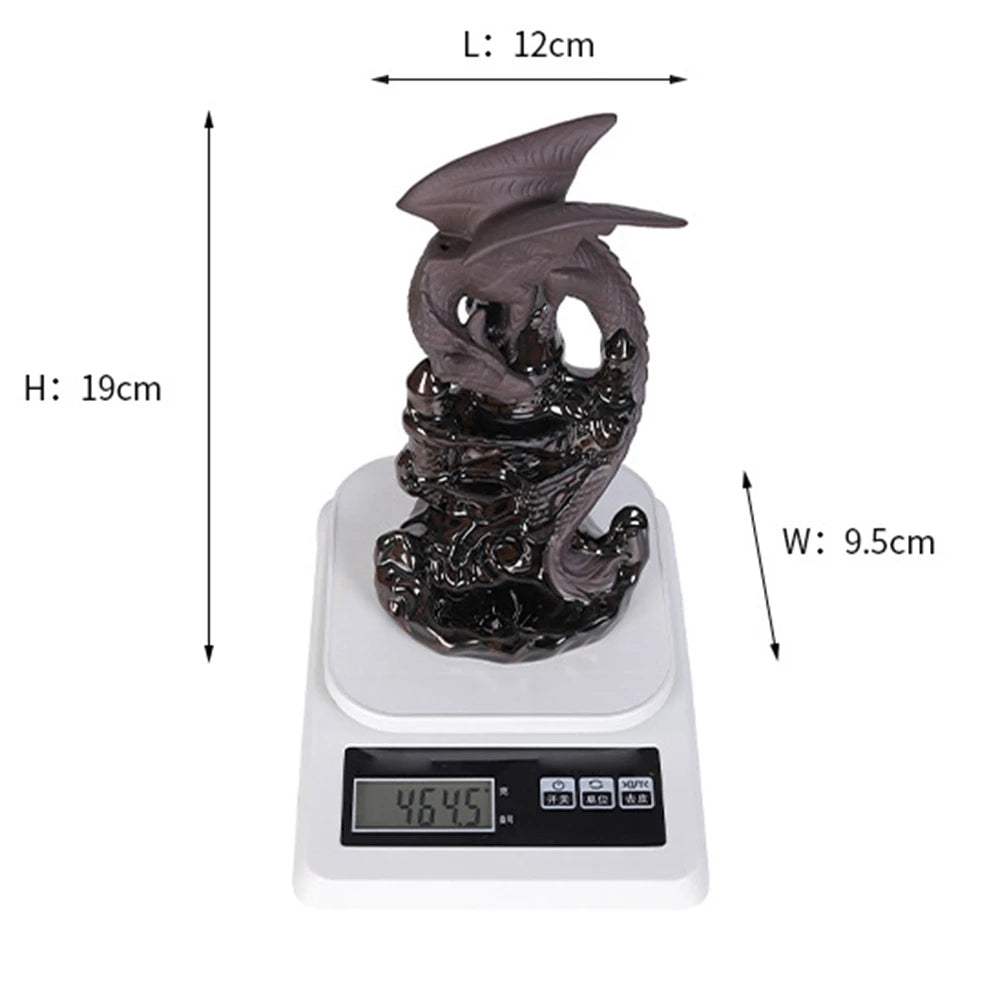 Ceramic Dragon Incense Burner | Waterfall Backflow | Decorative Room Decor | Incense Cone Holder