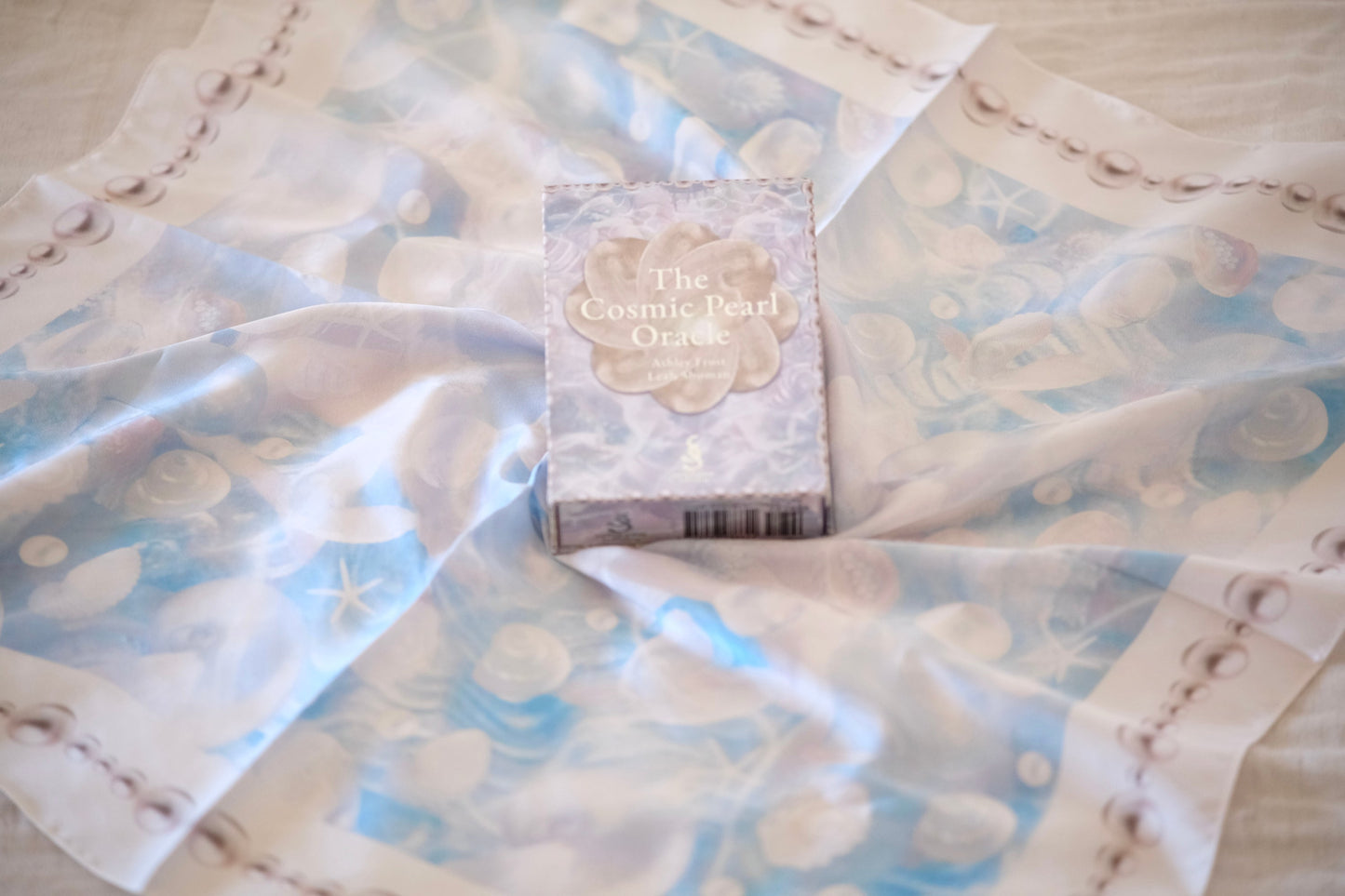 Cosmic Pearl Oracle Altar Cloth | Divine Guidance Sacred Silk | Spiritual Altar Covering