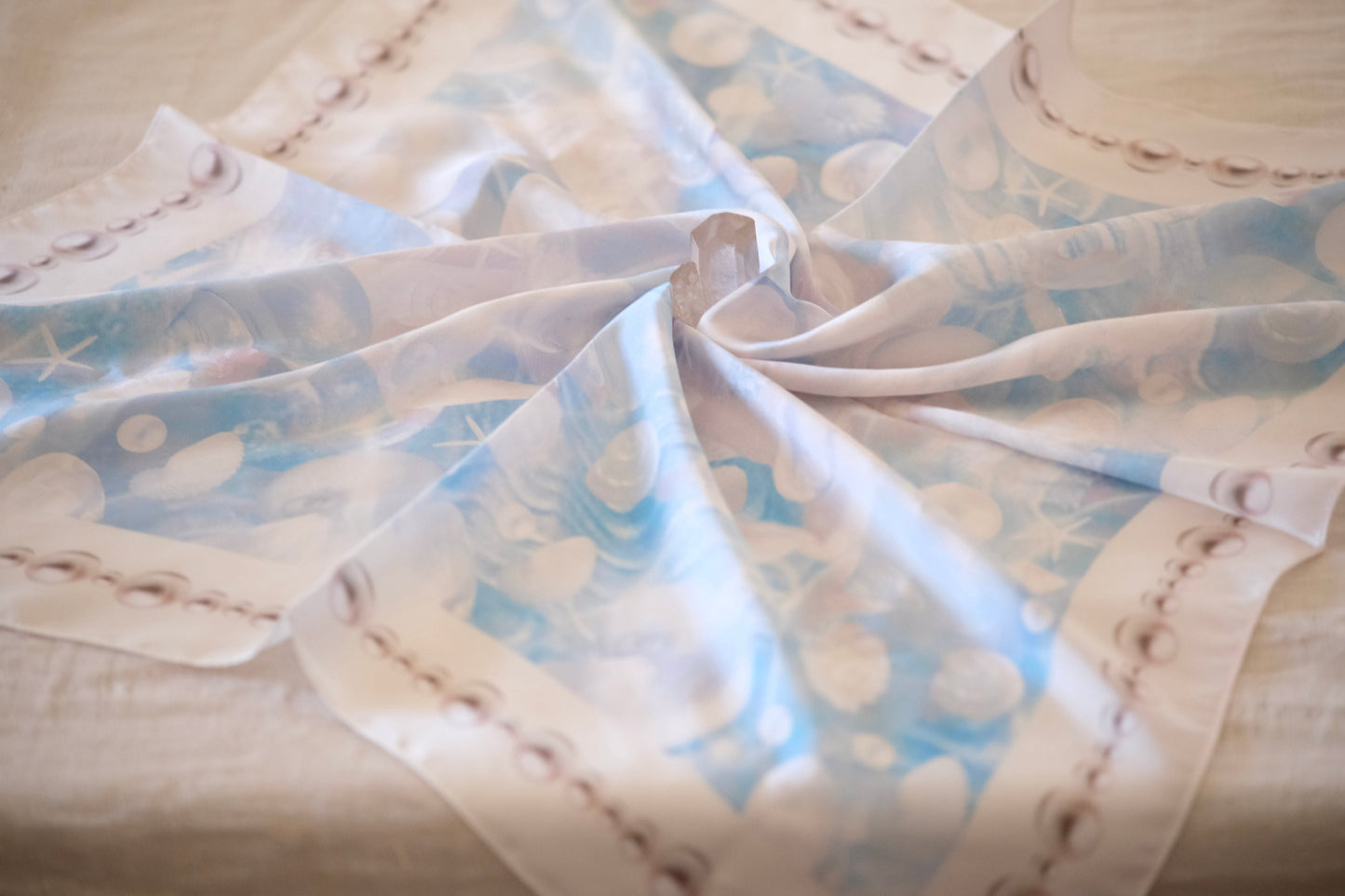 Cosmic Pearl Oracle Altar Cloth | Divine Guidance Sacred Silk | Spiritual Altar Covering