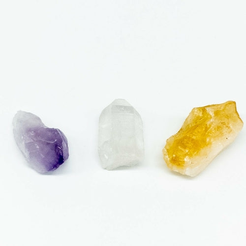 Insight + Energy Crystal Set | Amethyst Citrine Crystal Quartz | 3 Stone Healing Set | Full Moon Charged