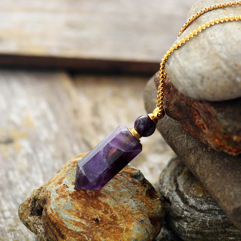 Amethyst Essential Oil Bottle Pendant