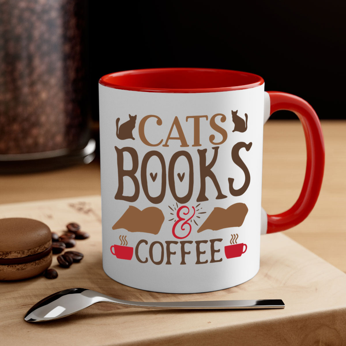 Cats Books Coffee Style Mug | 11oz & 15oz | Ceramic Coffee Cup | Cat Lovers | Book Enthusiasts
