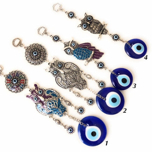 Owl Wall Hanging Evil Eye | Home Decoration | Symbolic Protection | Blue Eye Charm | Spiritual Decor