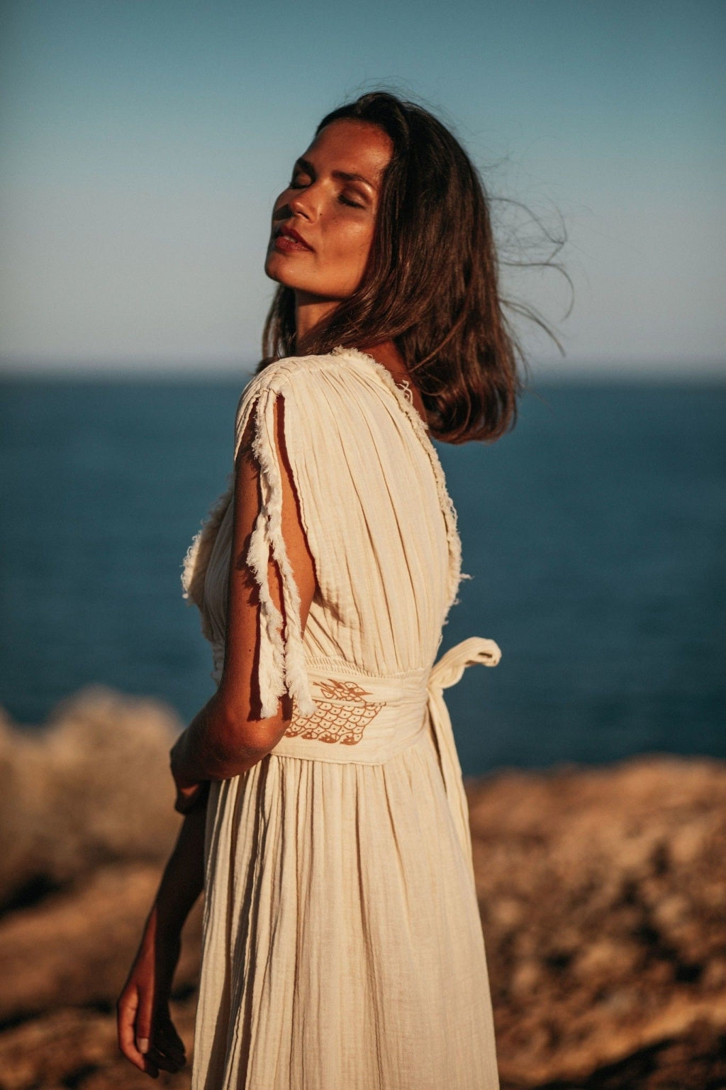 Helen Organic Cotton Goddess Dress | Side Slit Boho Dress | Greek Goddess Wedding Dress | Sustainable Fashion