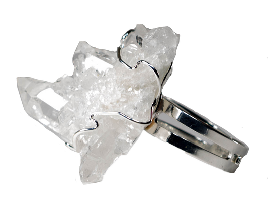Quartz Ring | Wire Wrapped Clear Crystal | Gold & Silver Options | Healing Gemstone Jewelry