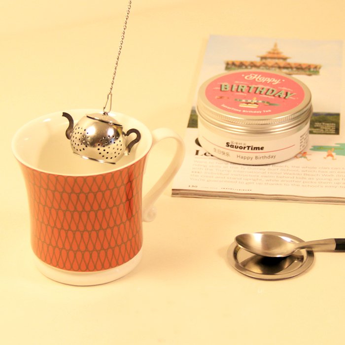 Mini Teapot Infuser | Stainless Steel | Chain-Pull Lid | Drip Tray | Tea Strainer | 3.5x3cm