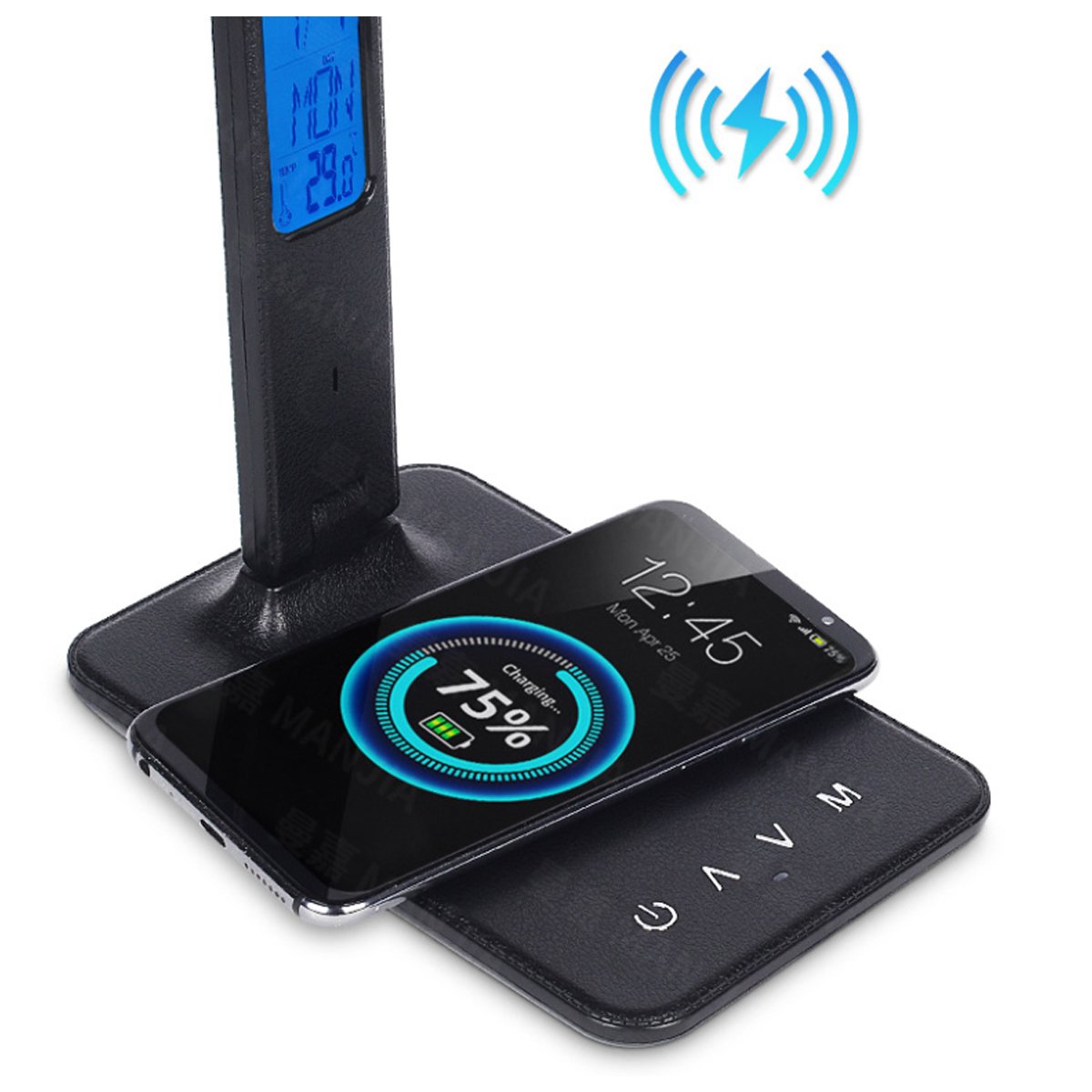 3-in-1 LED Lamp with Wireless Phone Charger | Clock & Thermostat | Multifunctional Desk Lamp