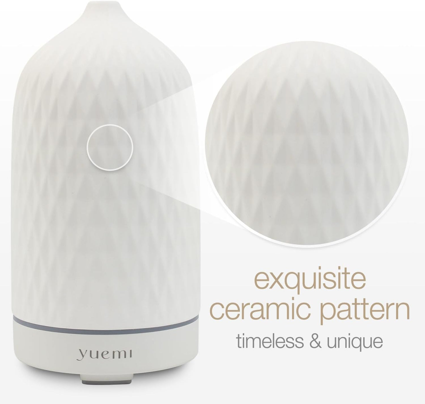 Yuemi Zen Breeze Essential Oil Ceramic Diffuser | Diamond Pattern | Noiseless Heat-Free | 500 Sq Ft Coverage