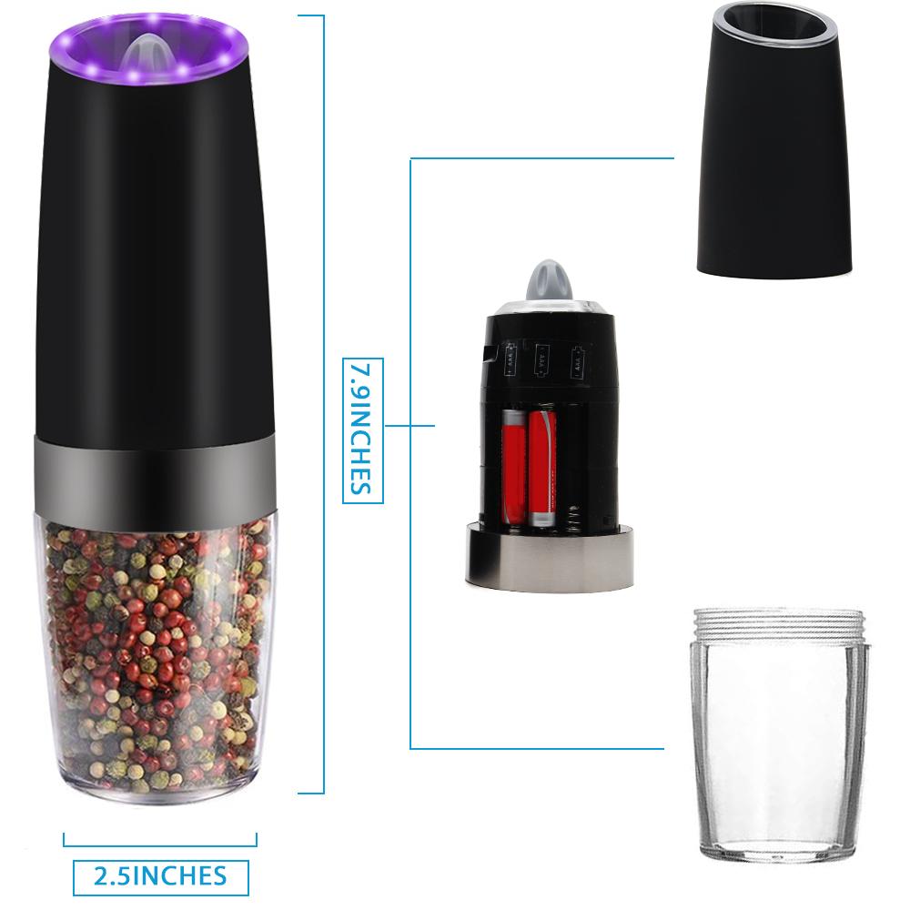 Electric Gravity Sensor Pepper Grinder | Automatic Kitchen Tool | Hands-Free | One-Handed Operation