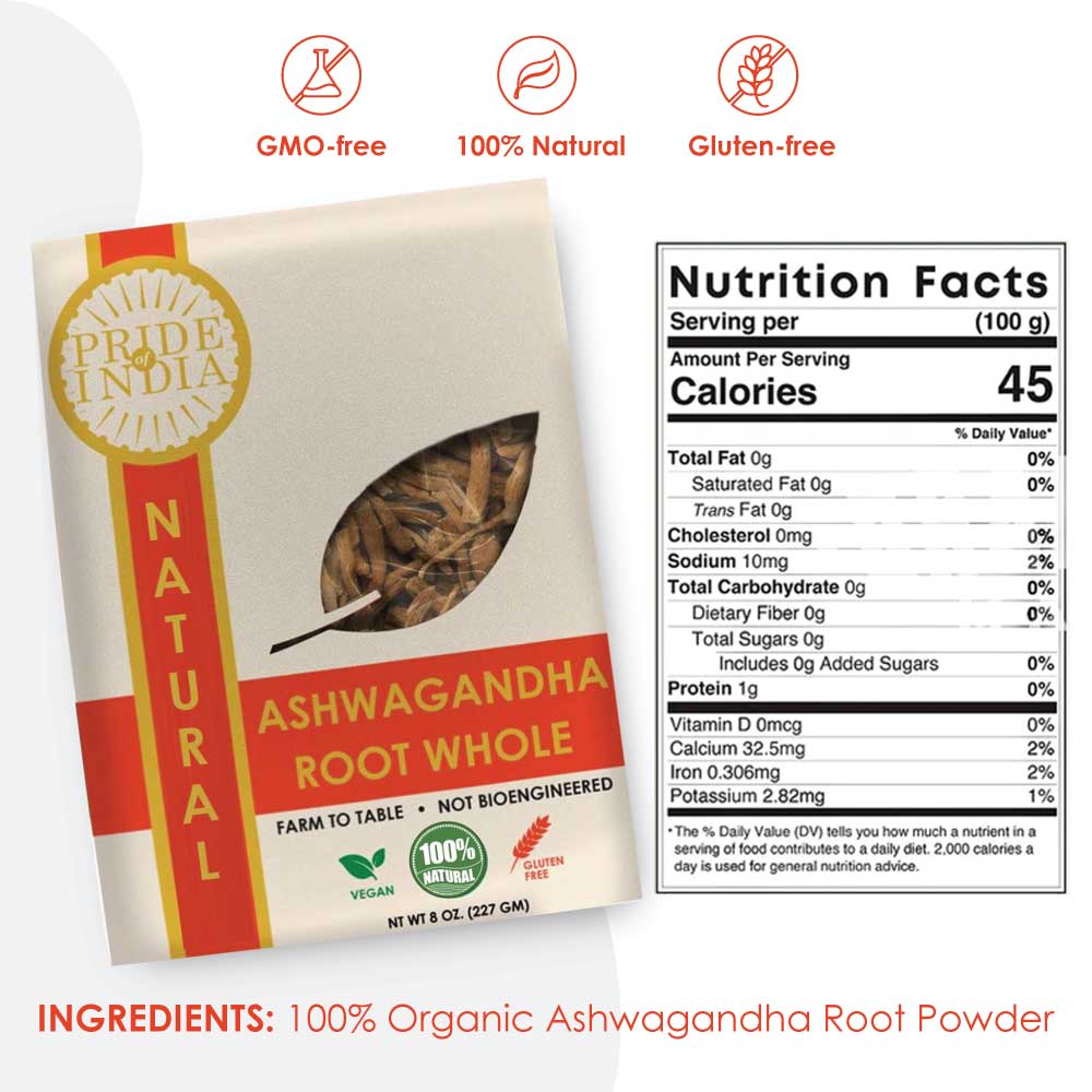 Natural Ashwagandha Root Whole | 8oz Premium Himalayan Herb | Adaptogen | Stress Relief | 227gm