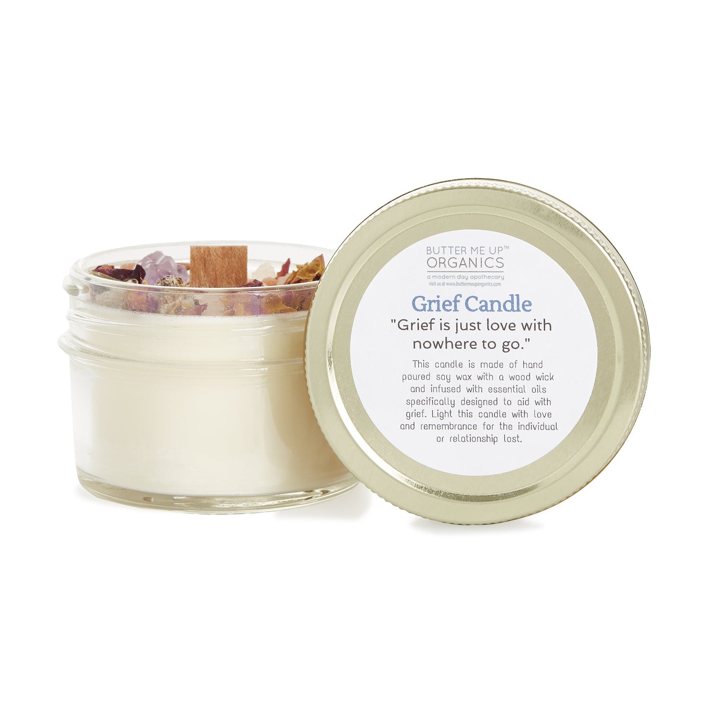 Grief Candle | Intention Candle | Essential Oil Soy Wax | Mourning & Healing | Crystal Candle