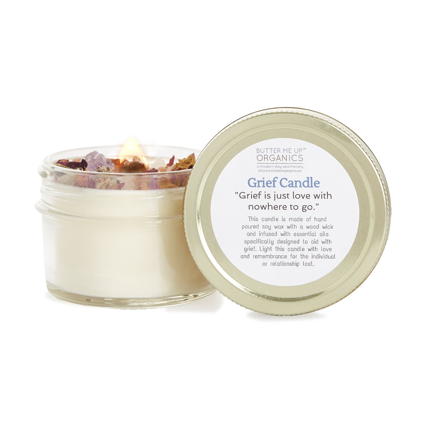 Grief Candle | Intention Candle | Essential Oil Soy Wax | Mourning & Healing | Crystal Candle