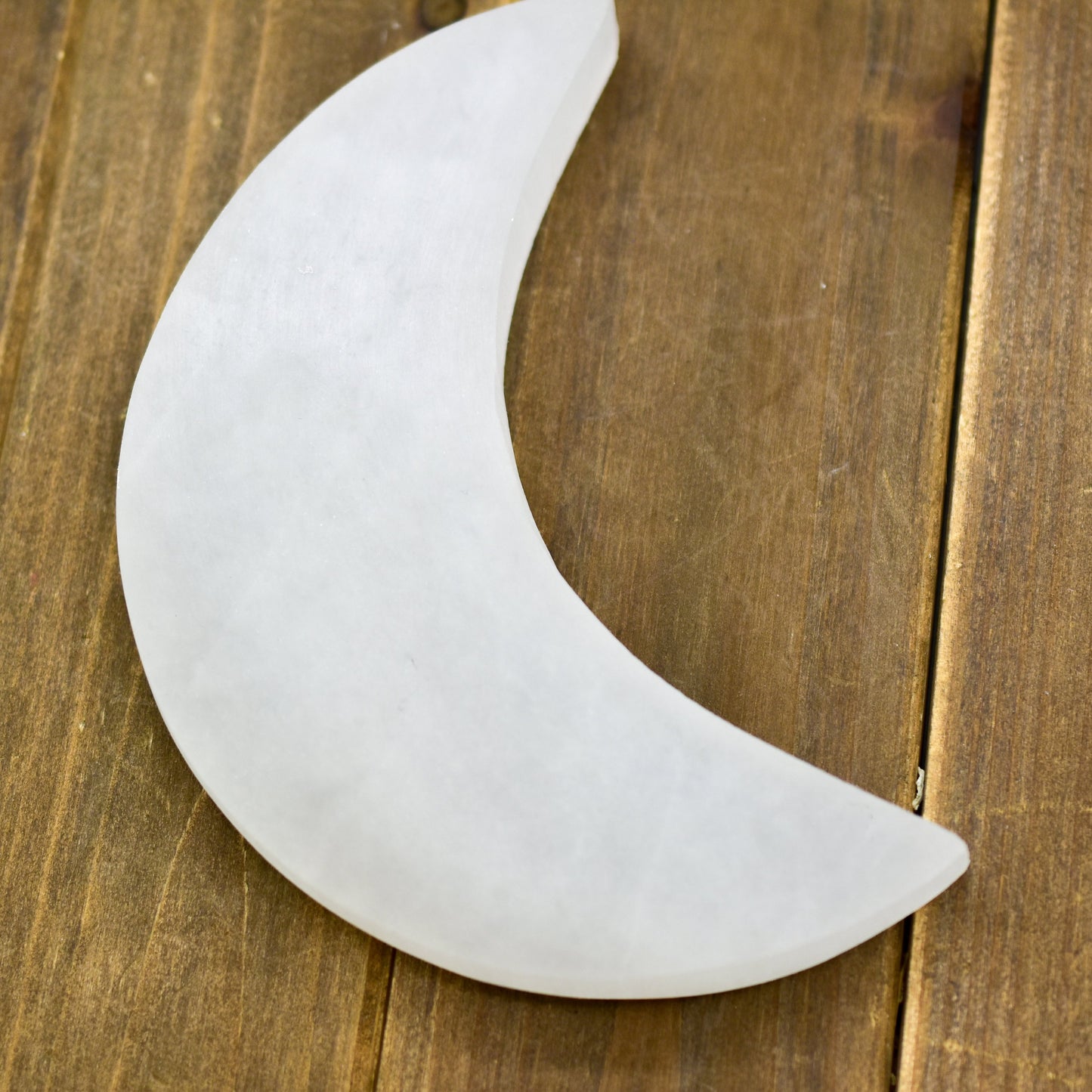 Crescent Moon Selenite Charging Plate | Crystal Cleansing Plate | Handcarved Morocco | 5.5" x 2.5"