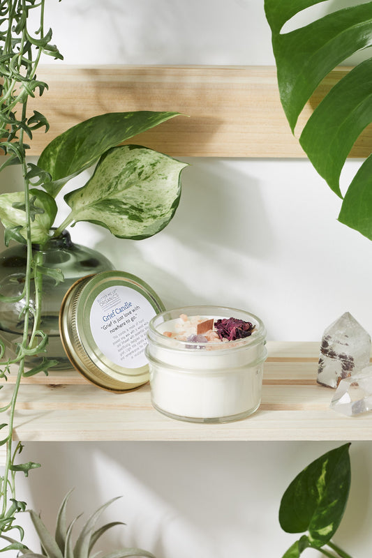 Grief Candle | Intention Candle | Essential Oil Soy Wax | Mourning & Healing | Crystal Candle