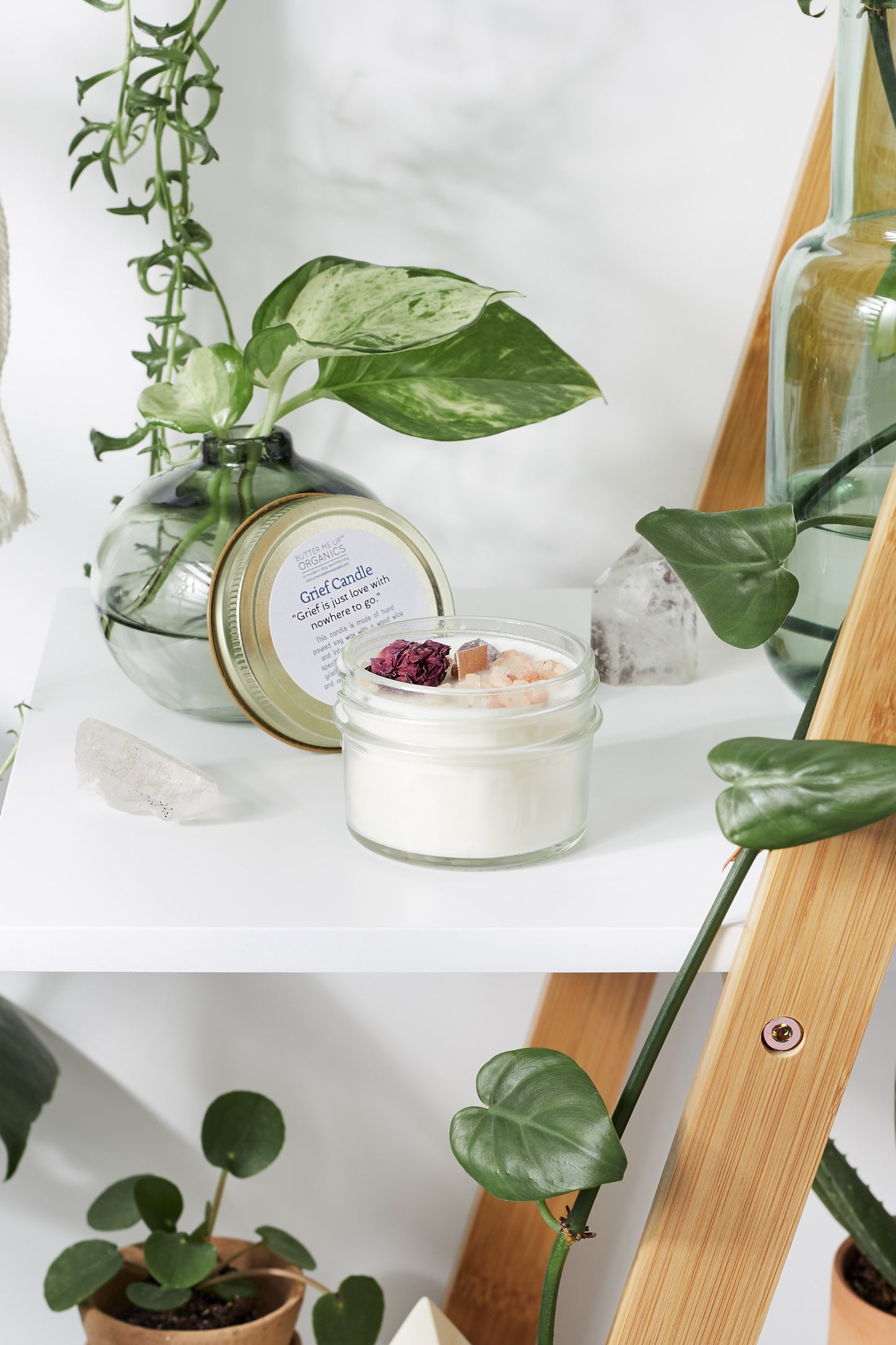 Grief Candle | Intention Candle | Essential Oil Soy Wax | Mourning & Healing | Crystal Candle