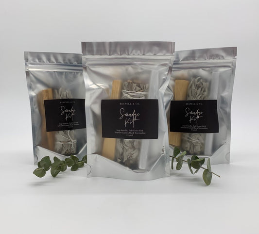 Smudge Kit for Cleansing | Sage Palo Santo Selenite Set | Black Tourmaline | Spiritual Cleansing