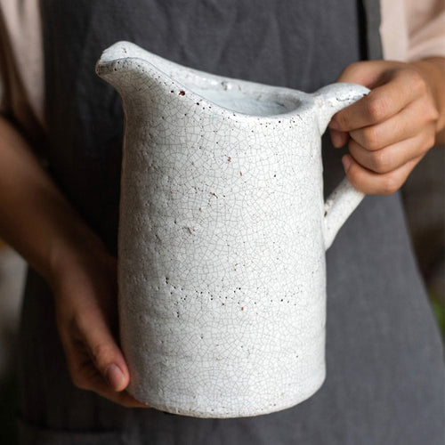 Country Style Crackle Glaze Ceramic Vase Jar | Rustic Home Decor | Vintage Ceramic Planter
