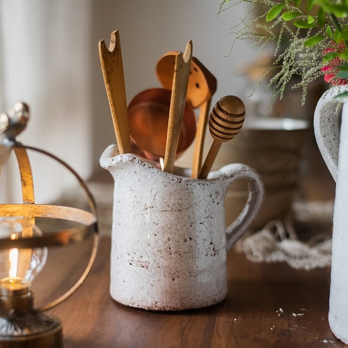 Country Style Crackle Glaze Ceramic Vase Jar | Rustic Home Decor | Vintage Ceramic Planter