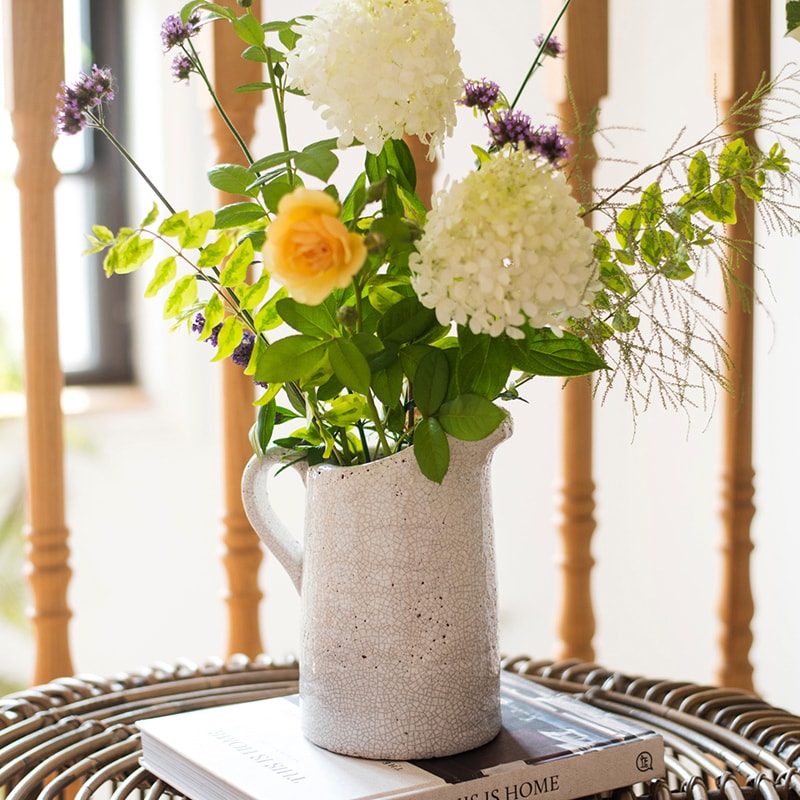 Country Style Crackle Glaze Ceramic Vase Jar | Rustic Home Decor | Vintage Ceramic Planter