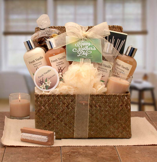 Blissful Relaxation Vanilla Mother's Day Gift Chest | Spa Gift Basket | Pamper Gift for Mom | 13-Piece Set