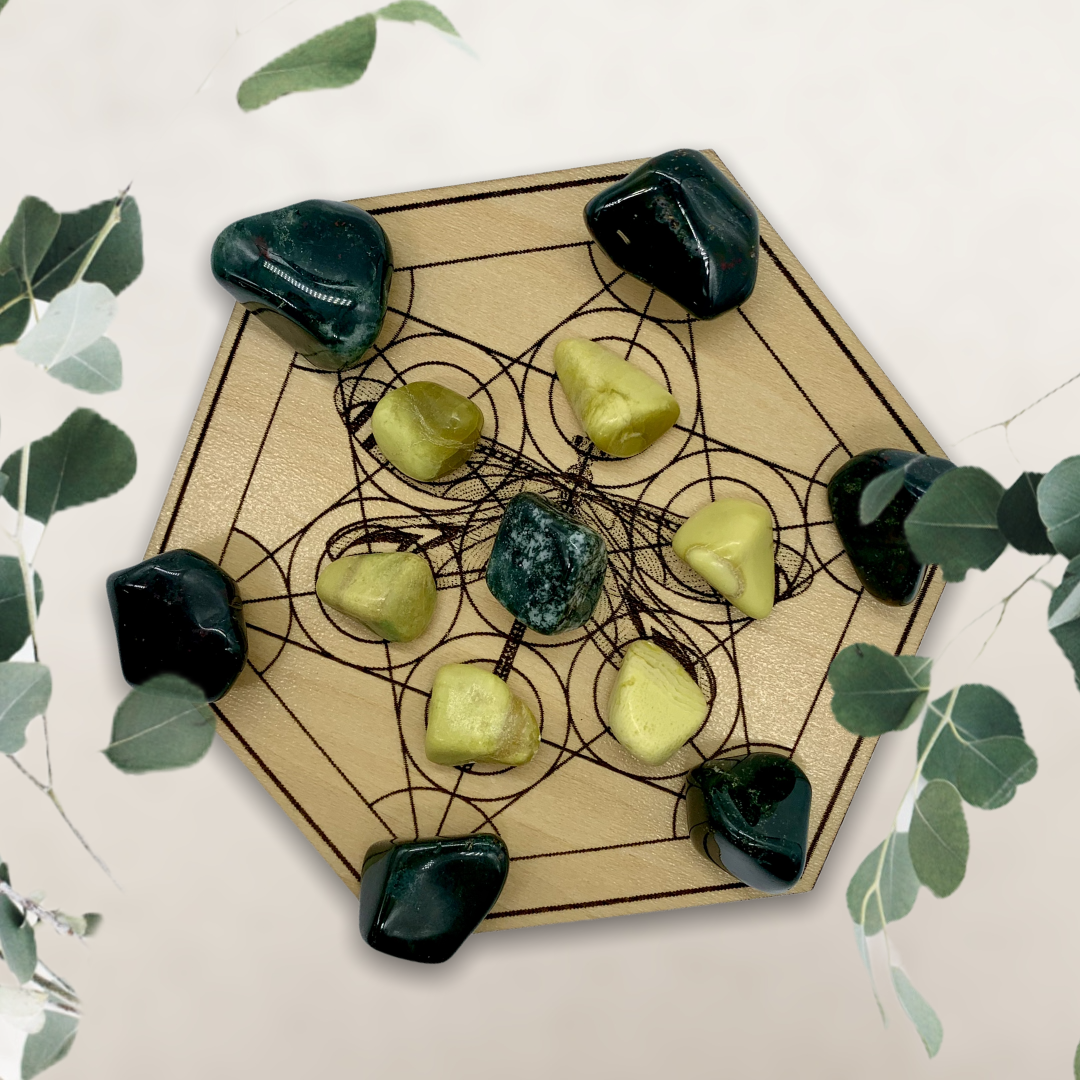 Crystal Grid for Elemental Connection | Dragonfly Metatron's Cube | 13 Crystal Set | Fairy Kingdom Grid