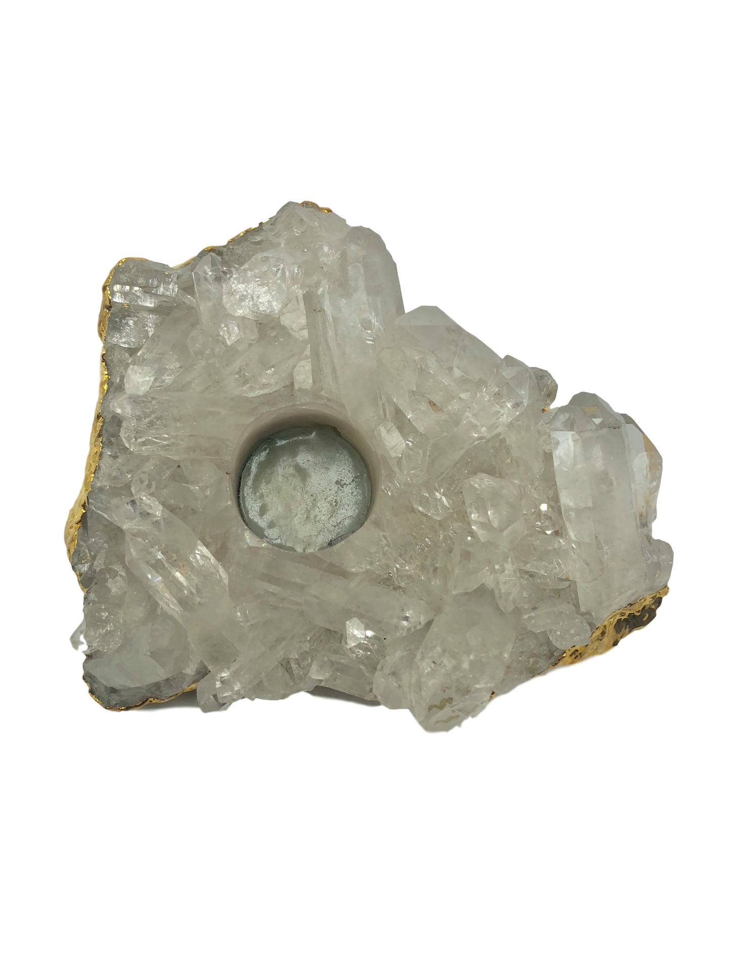 Quartz Cluster Candle Holder | Crystal Votive | 4.5" Natural Stone | Home Decor | Meditation