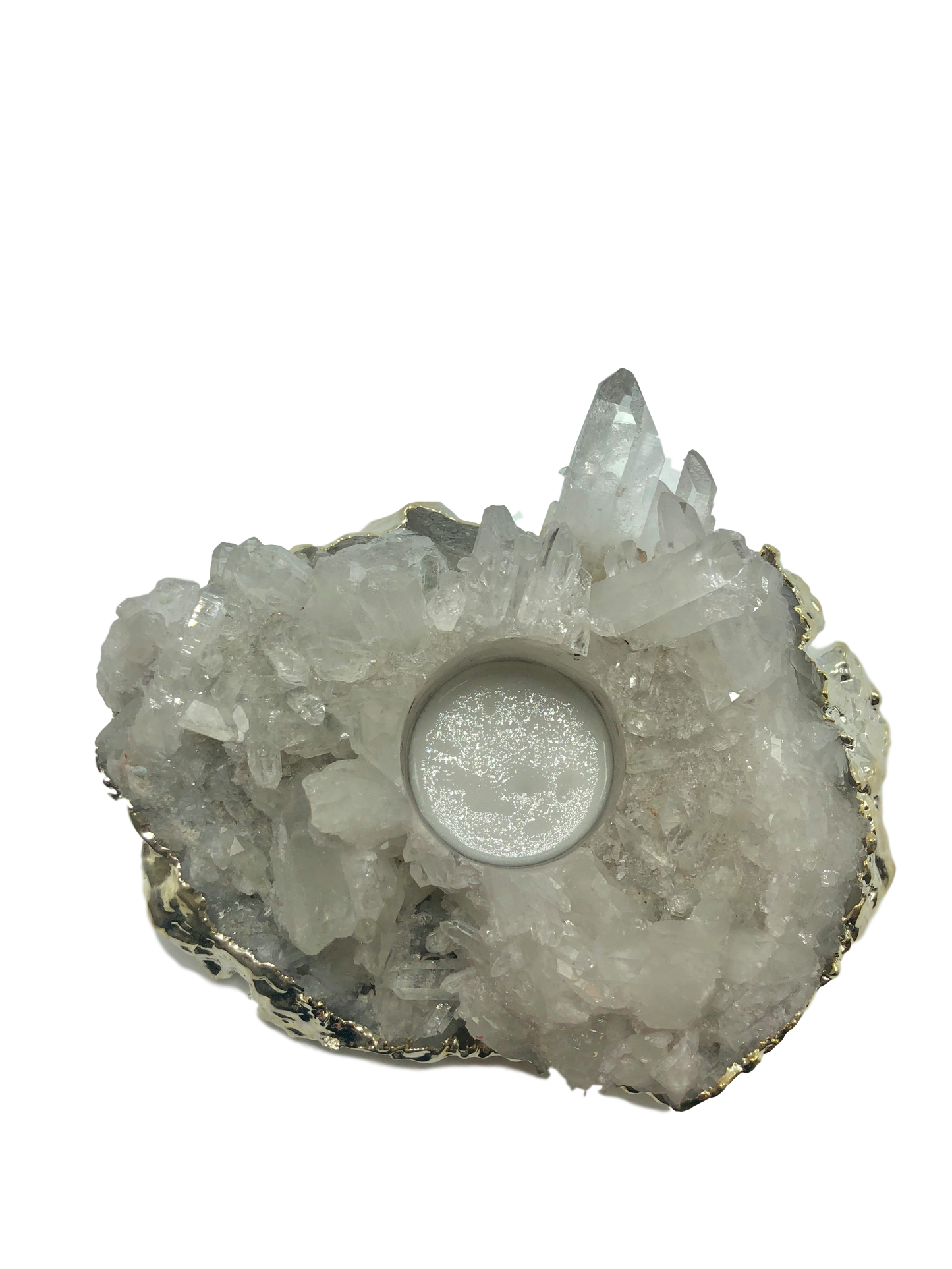 Quartz Cluster Candle Holder | Crystal Votive | 4.5" Natural Stone | Home Decor | Meditation