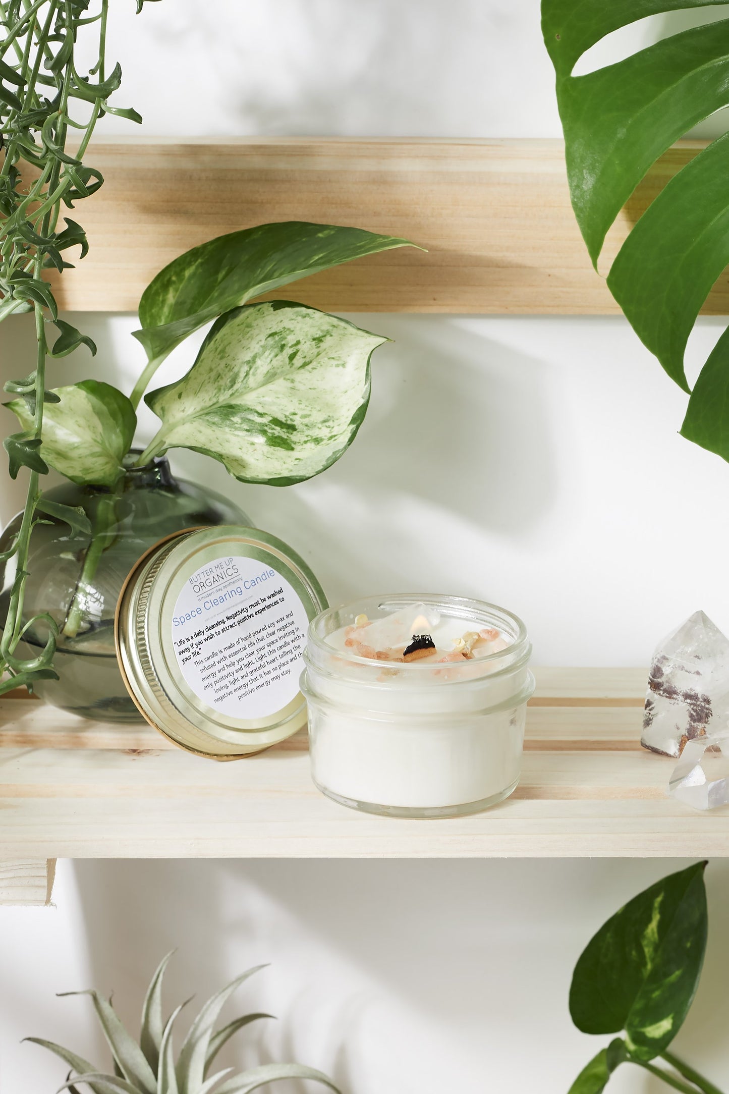 Space Clearing Candle | Intention Candle | Organic Soy Wax | Crystals & Essential Oils | Ritual Candle