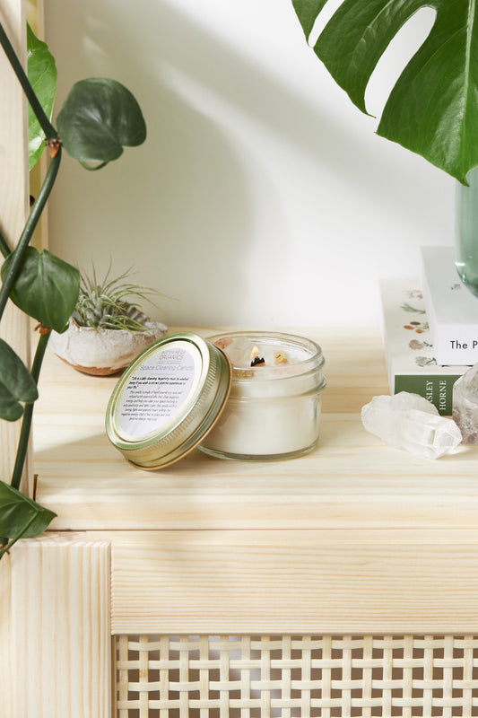 Space Clearing Candle | Intention Candle | Organic Soy Wax | Crystals & Essential Oils | Ritual Candle