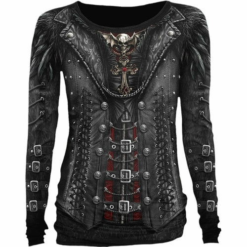 Gothess Wrap All Over Baggy Top Black | Gothic Corset Design | 100% Cotton | Lace & Buckle Details