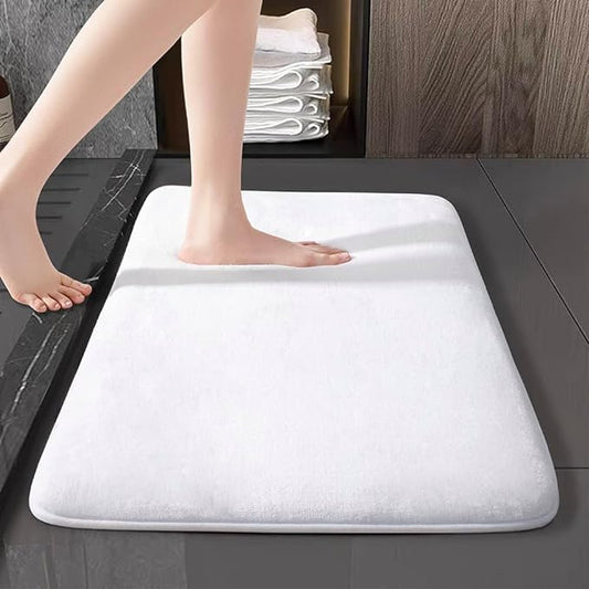Yuemi Memory Foam Bathroom Rug 32" x 20" | White Bath Mat | Non-Slip Absorbent | Soft & Comfortable