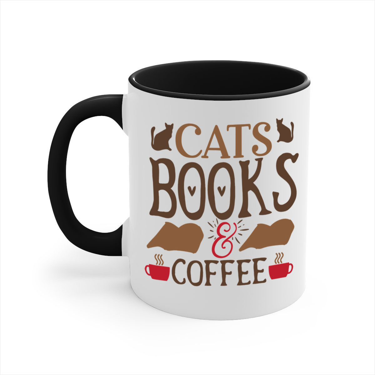 Cats Books Coffee Style Mug | 11oz & 15oz | Ceramic Coffee Cup | Cat Lovers | Book Enthusiasts