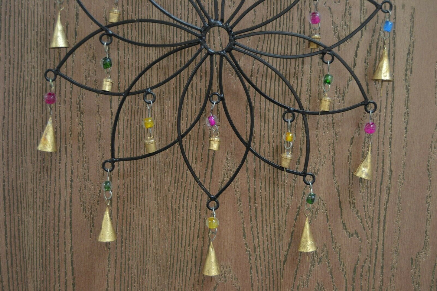 Handmade Flower Rusty Iron Metal Bells Windchime | 15"x15" | Garden Patio Decor | Wall Decoration