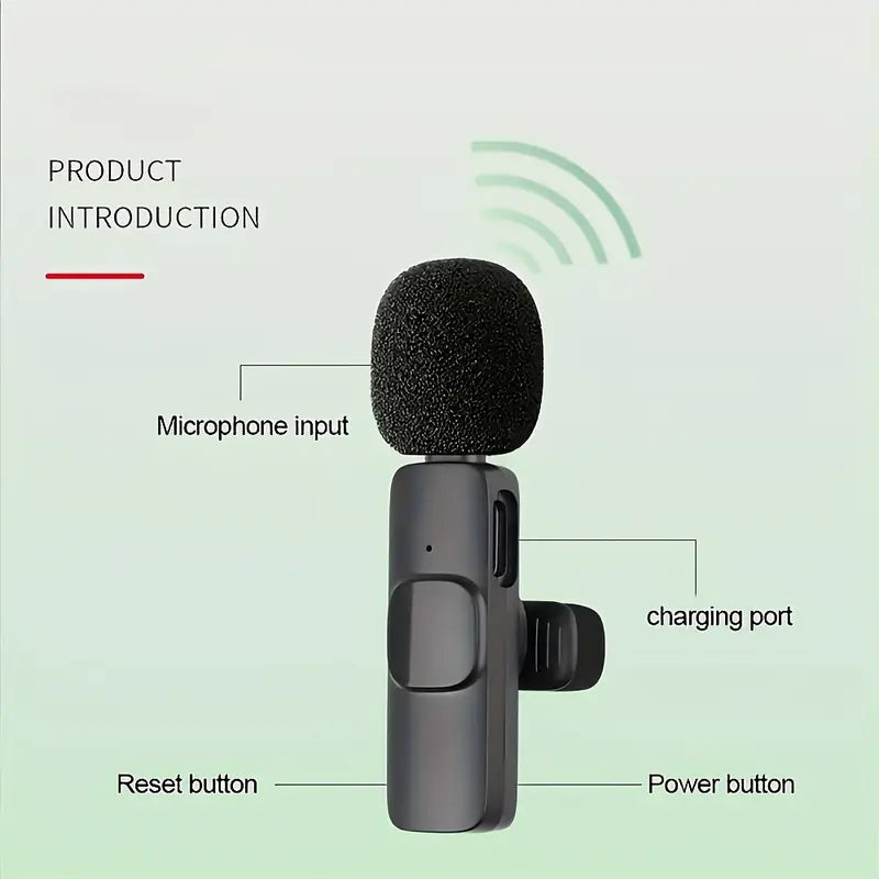Wireless Lavalier Microphone | Clip-On Mic with Noise Reduction | Streaming & Content Creation | Mobile Accessories