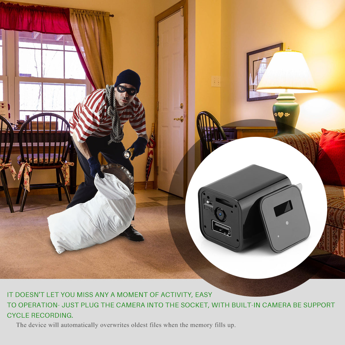 HD 1080P Hidden Camera USB Charger | Home Security | Spy Camera | Wall AC Plug | Camcorder