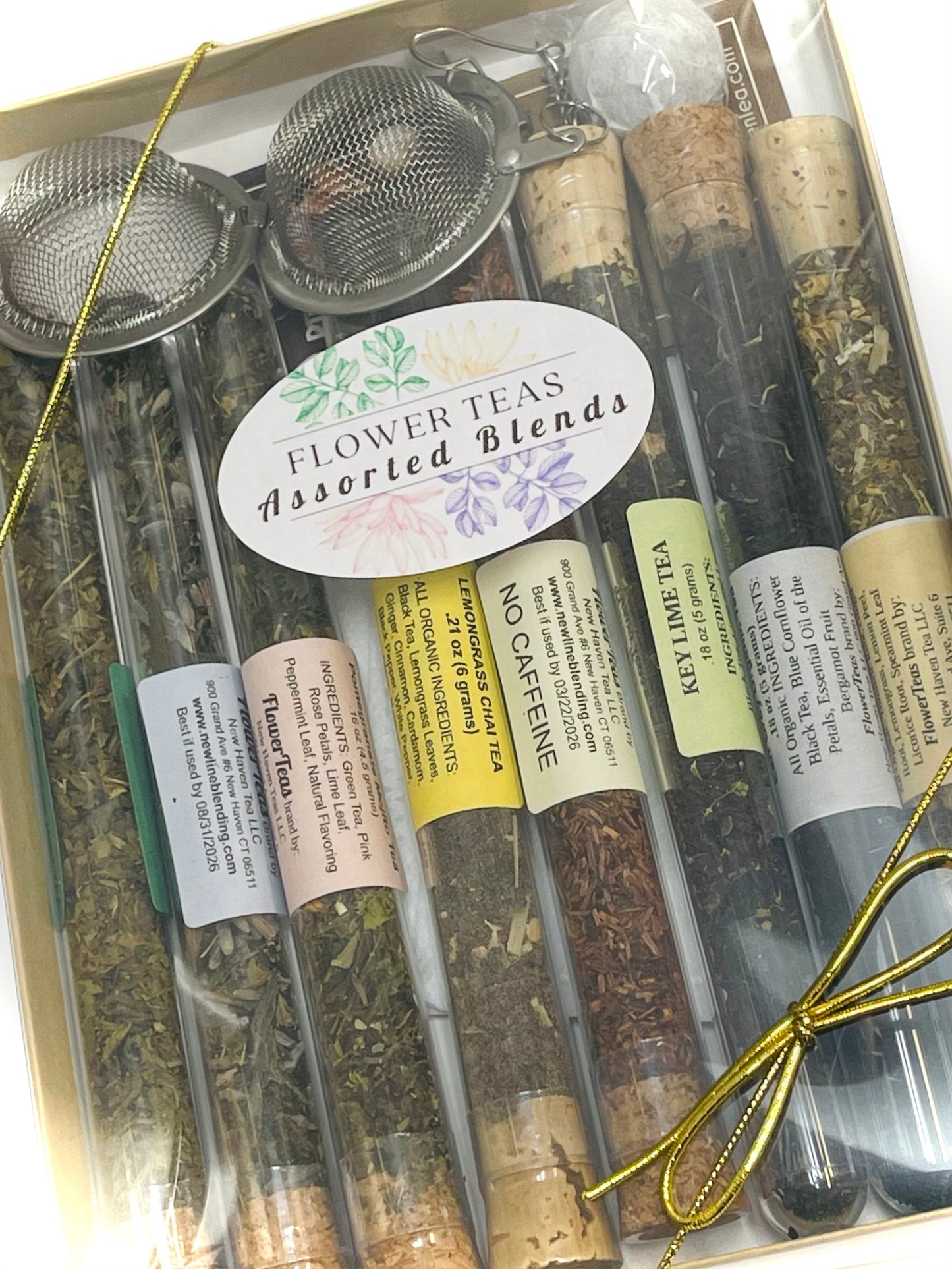 Assorted Tea Blends Gift Set | Test Tube Sampler Kit | 8 Varieties 36 Cups | Mesh Infuser | Fair Trade