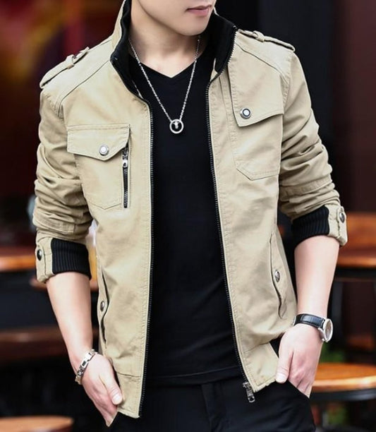 Mens Military Theme Short Jacket | Army Style Fashion | K-Pop Inspired Outerwear | Gothic Military Coat