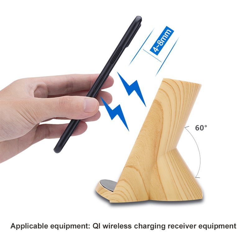 Wood Grain Wireless Charging Pen Container | Qi Compatible | Desk Organizer | LED Display | Office