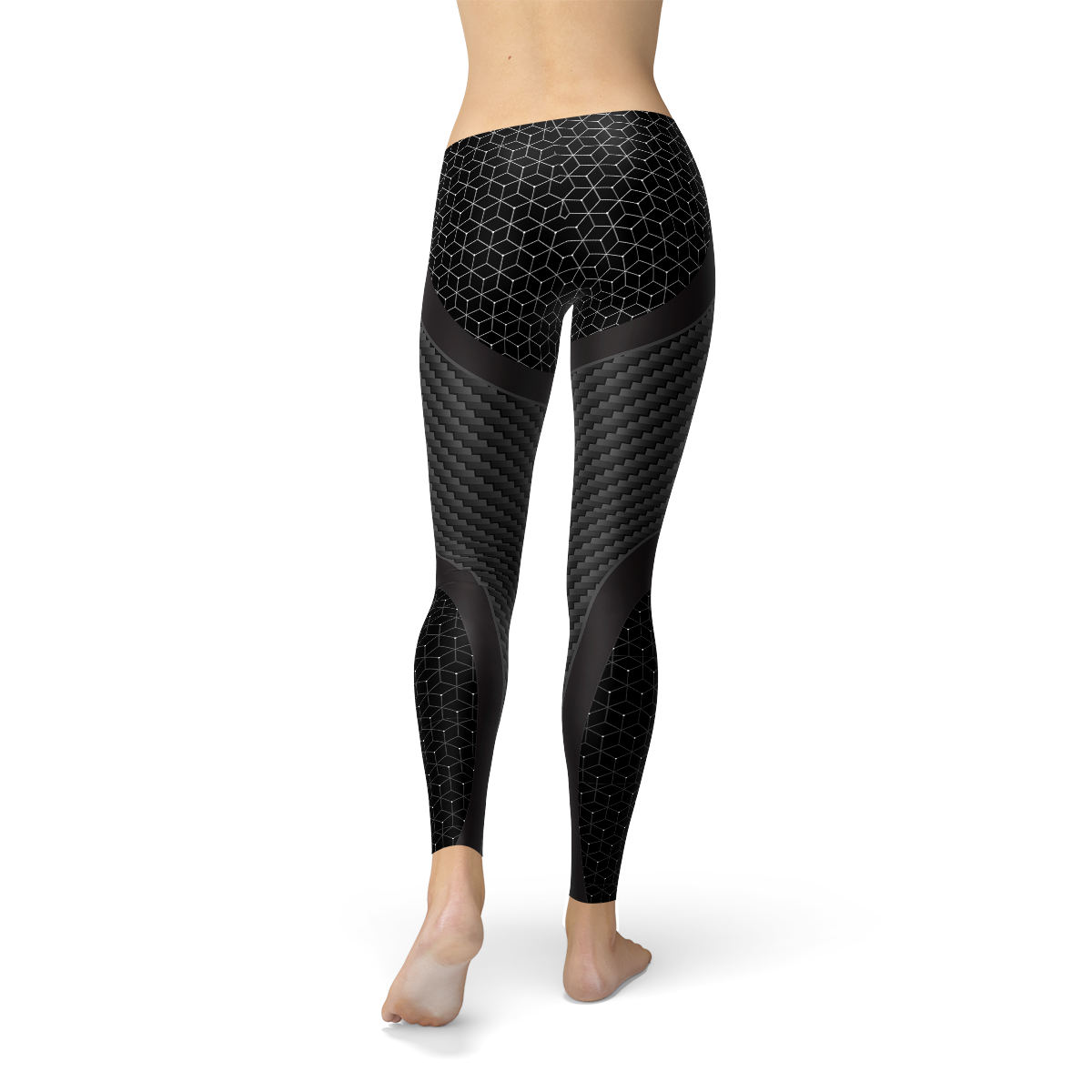 Womens Carbon Fiber Sports Leggings | Black Yoga Pants | High Performance Workout Tights | Athletic Wear