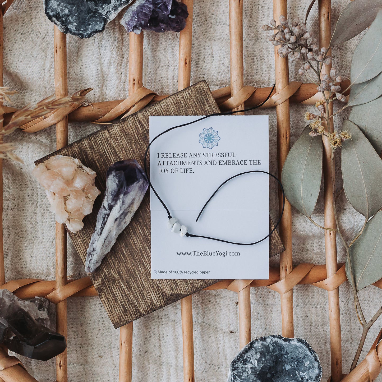 Howlite Gemstone Healing Band | Casual Boho Chic Bracelet | Tie Closure | Natural Crystal Jewelry