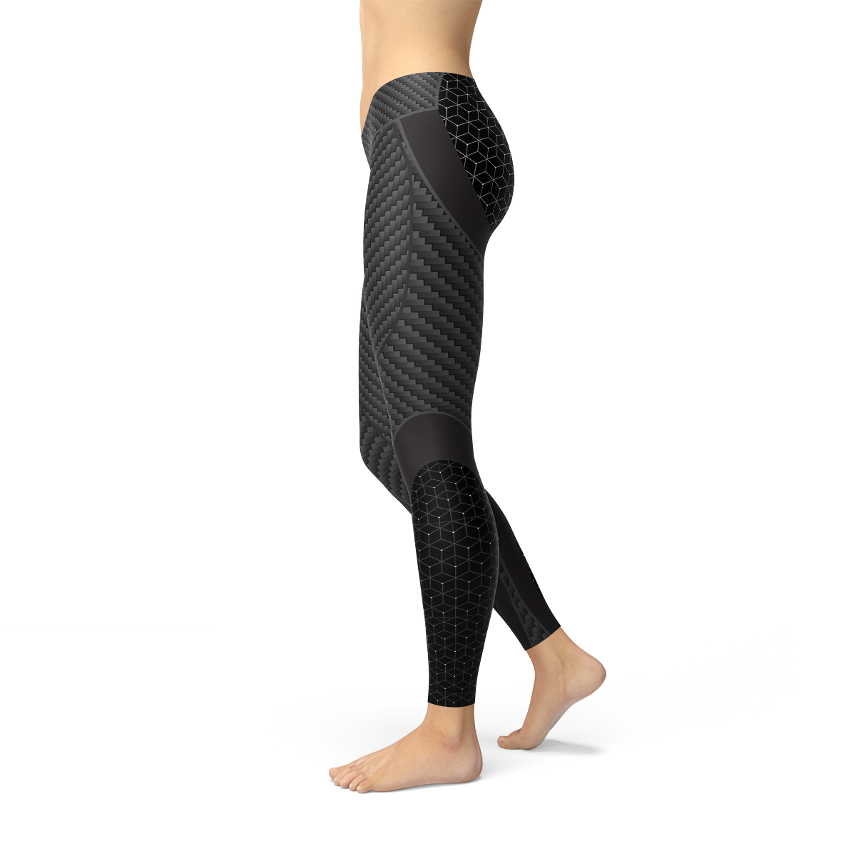 Womens Carbon Fiber Sports Leggings | Black Yoga Pants | High Performance Workout Tights | Athletic Wear