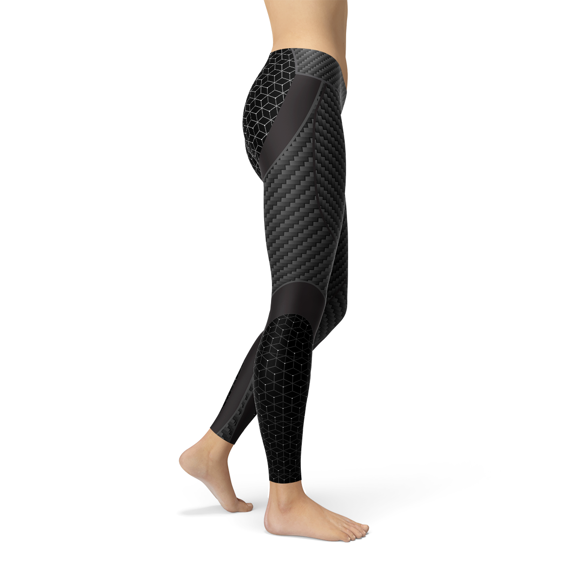 Womens Carbon Fiber Sports Leggings | Black Yoga Pants | High Performance Workout Tights | Athletic Wear