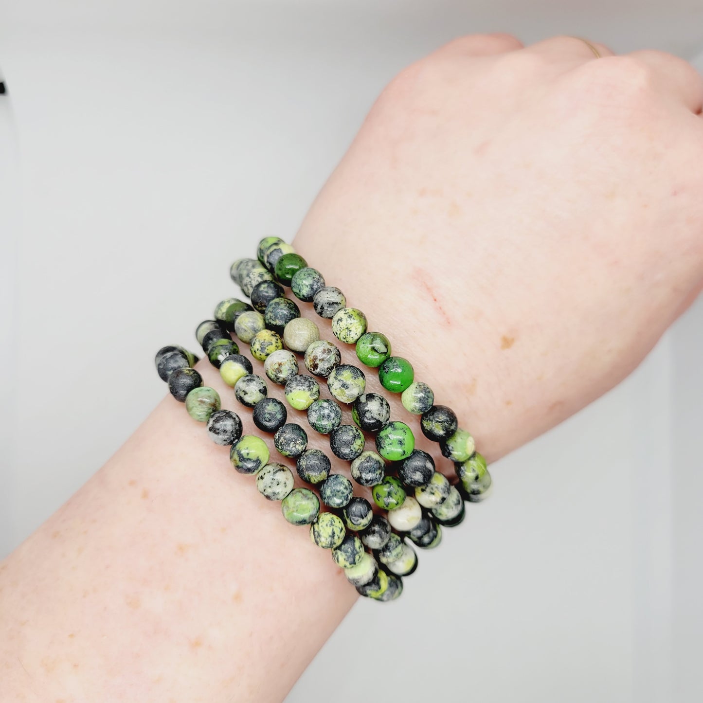 Green Chrysoprase Stone Bracelet | Metaphysical Reiki Healing | Boho Gemstone Jewelry | 7.5" Stretch