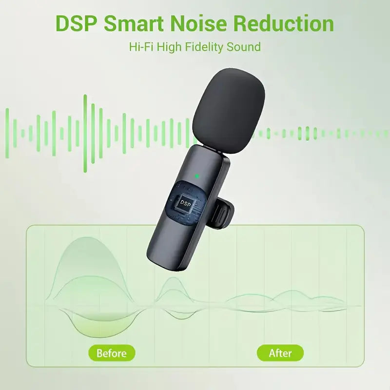 Wireless Lavalier Microphone | Clip-On Mic with Noise Reduction | Streaming & Content Creation | Mobile Accessories