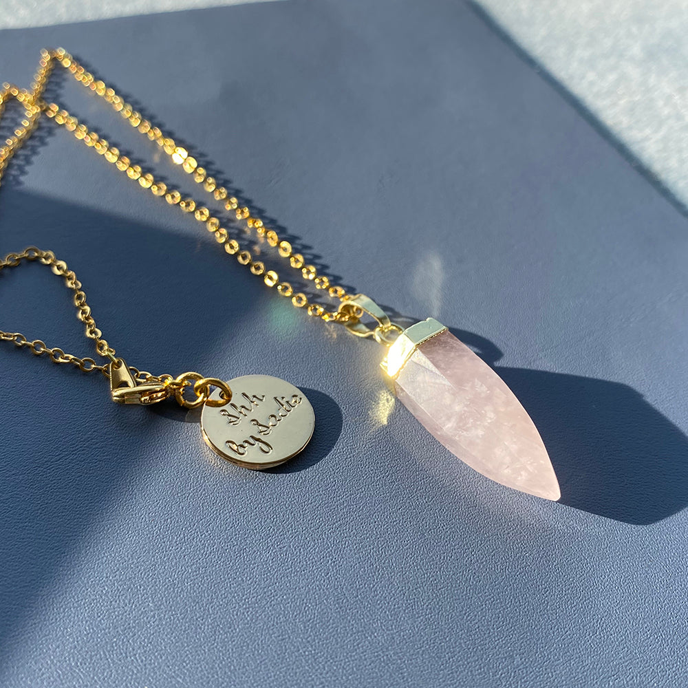 Glow Necklace | Crystal Quartz Rose Quartz Amethyst | Healing Crystal Jewelry | Gemstone Necklace