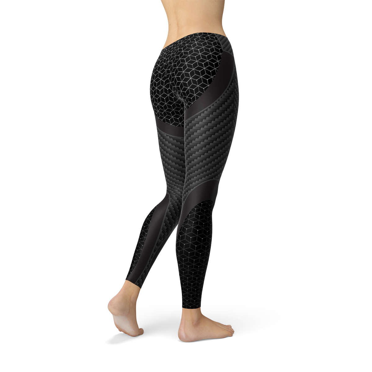 Womens Carbon Fiber Sports Leggings | Black Yoga Pants | High Performance Workout Tights | Athletic Wear