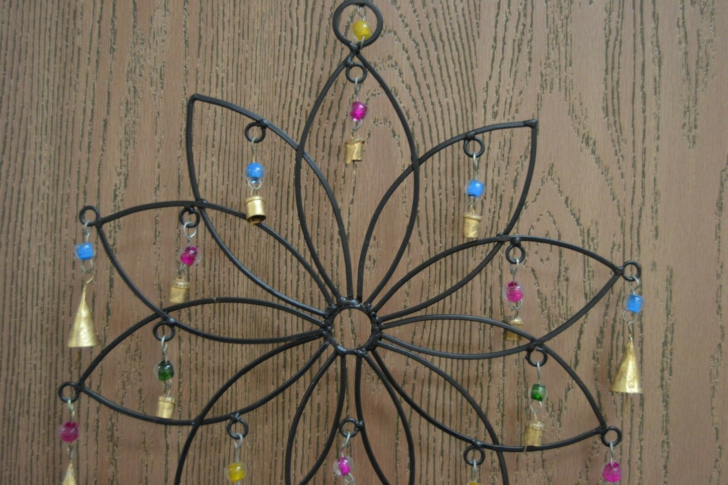 Handmade Flower Rusty Iron Metal Bells Windchime | 15"x15" | Garden Patio Decor | Wall Decoration
