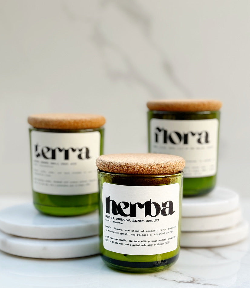 Herba Mood Boosting Botanical Candle | Handmade Aromatherapy | Natural Ingredients | Wellness | Gift