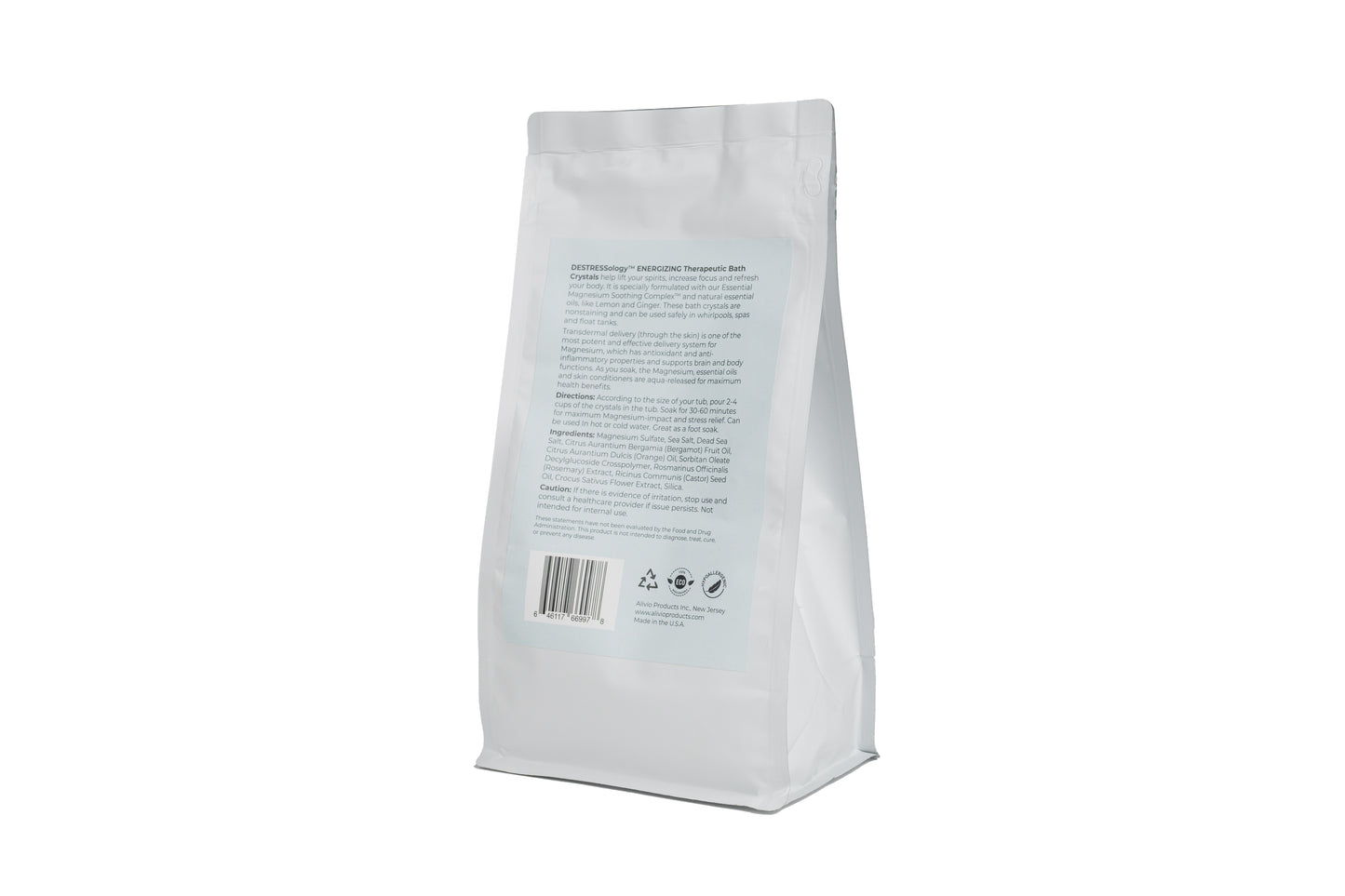DESTRESSology Energizing Bath Crystals | Organic Magnesium | Essential Oils | Energy Boost | Stress Relief
